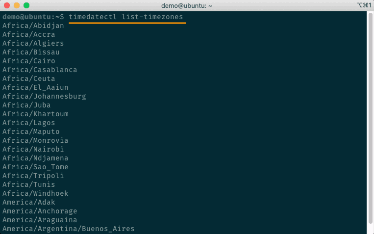 列出所有時區的寫法