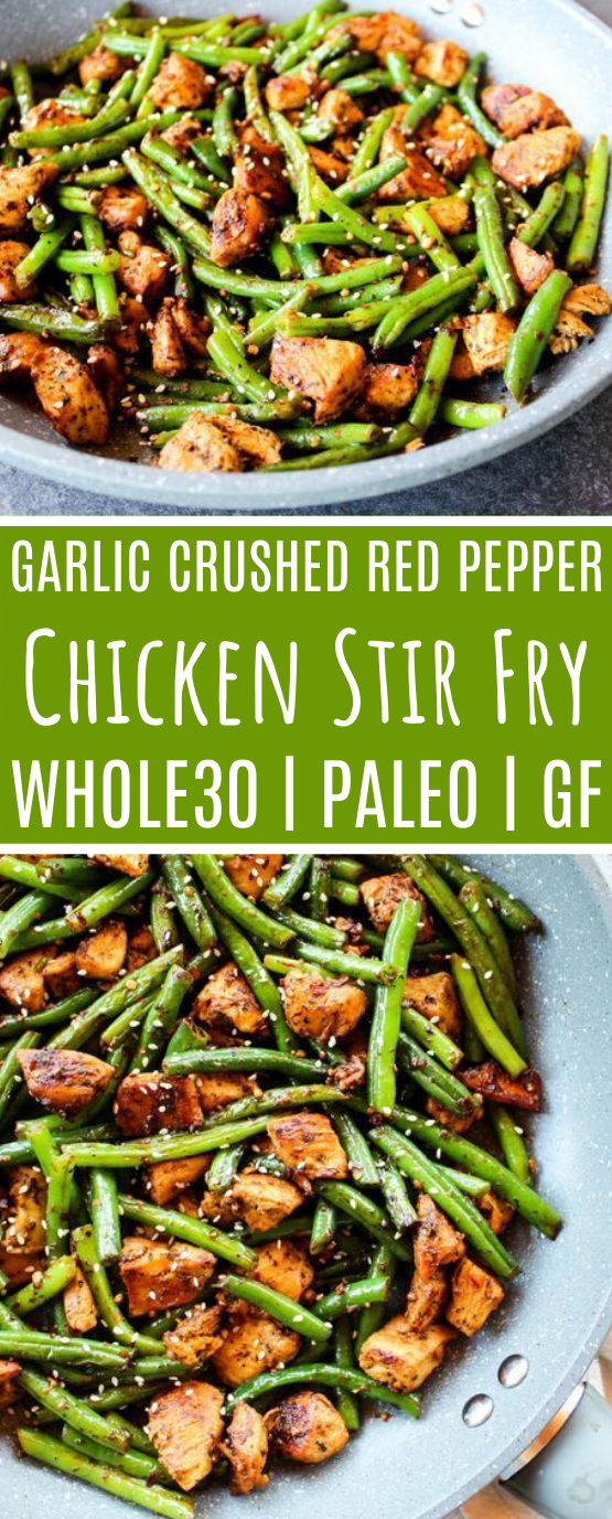 Garlic Crushed Red Pepper Chicken Stir Fry #healthy #lowcarb #dinner #glutenfree #paleo