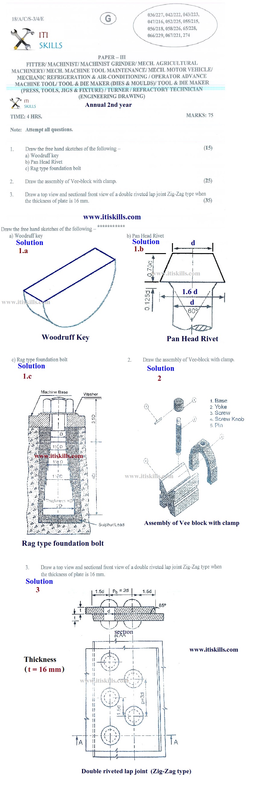 ITI Engineering Drawing Question Paper 2022 pdf