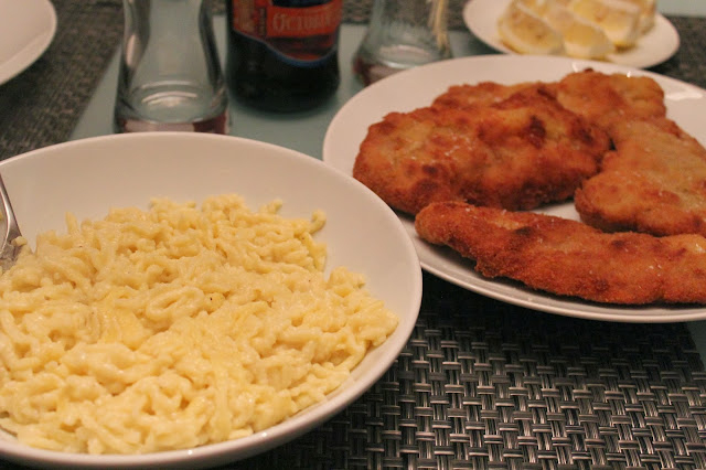 Spaetzle and schnitzel