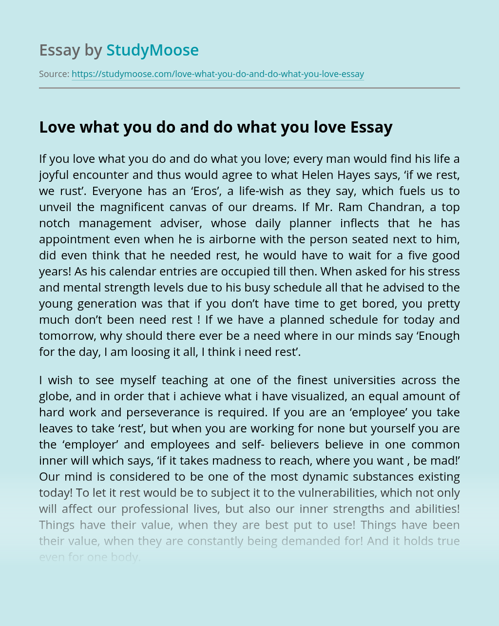 essay examples: essay about love