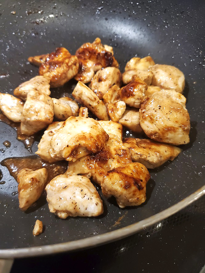 this is chicken breast cubed sauteed with hoisin sauce