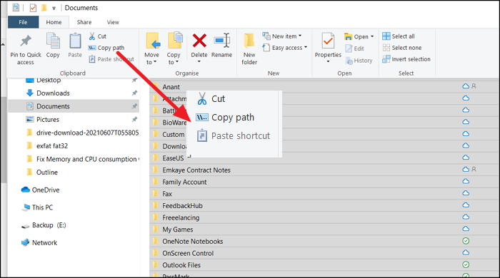 Cómo copiar la lista de nombres de archivos y carpetas en Windows 10
