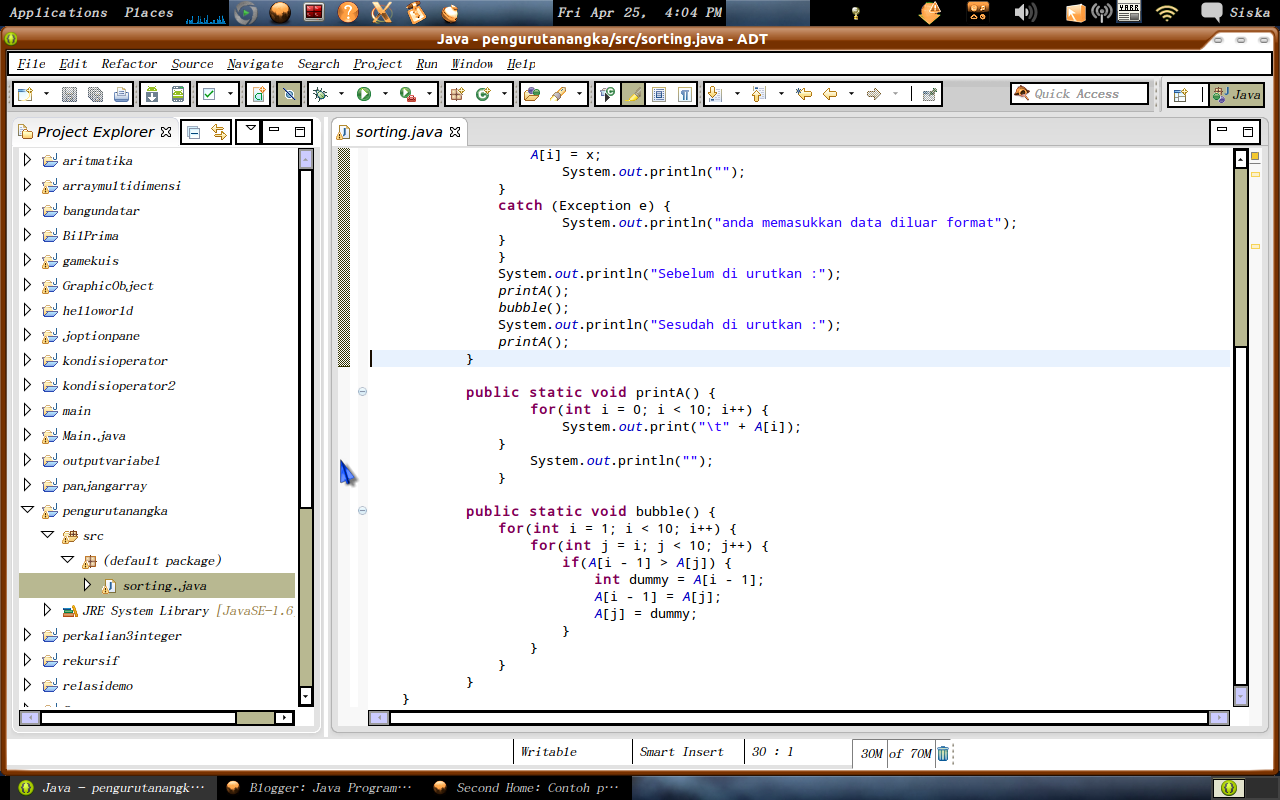 Java Programming: Contoh Program Java Pengurutan Angka