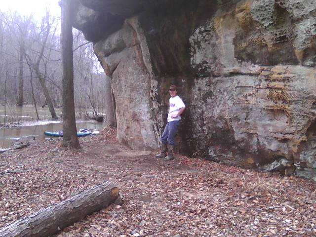 Gary at cave on Little Raccoon Creek