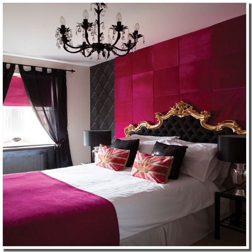 Nassima Home Chambre baroque rose fushia et noir, thème