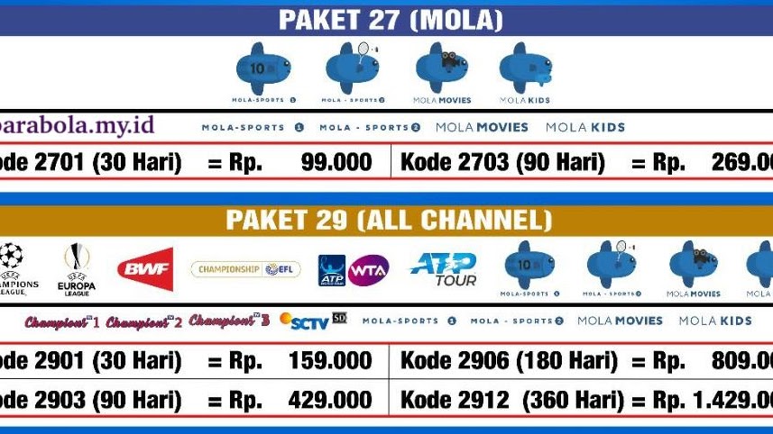 Cara Beli Paket Liga Inggris Mola Tv Nex Parabola