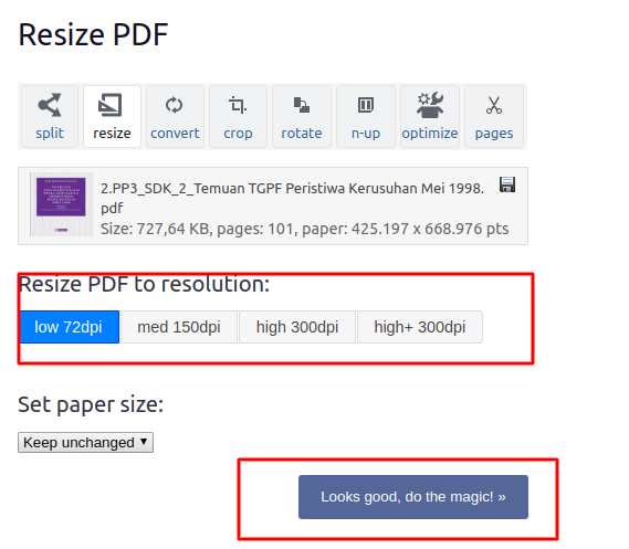 Resize Pdf