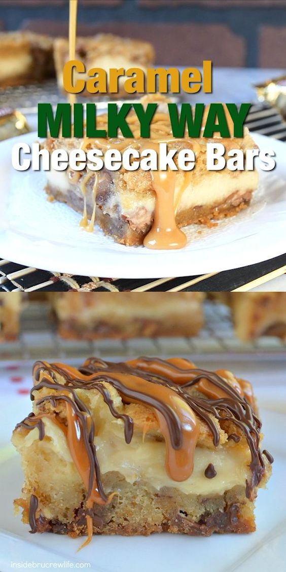 Caramel Milky Way Cheesecake Bars
