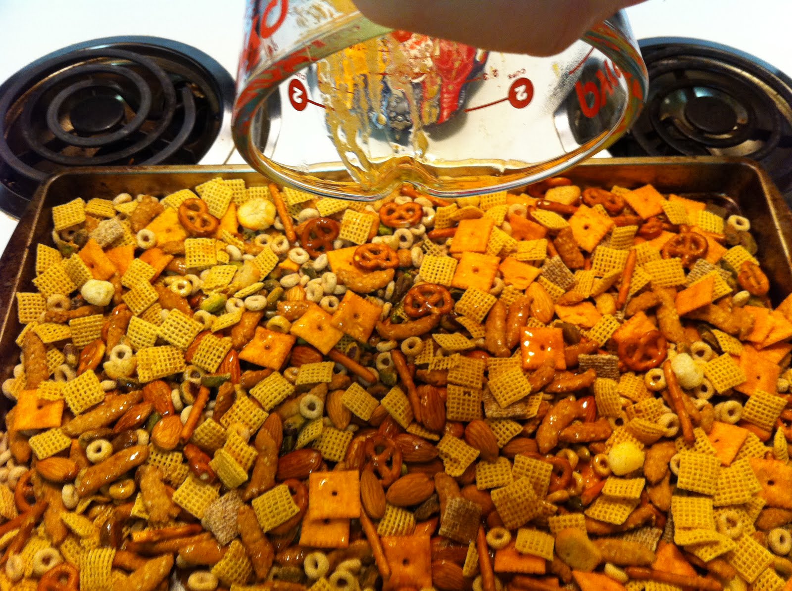 you should make this: Texas Trash Snack Mix