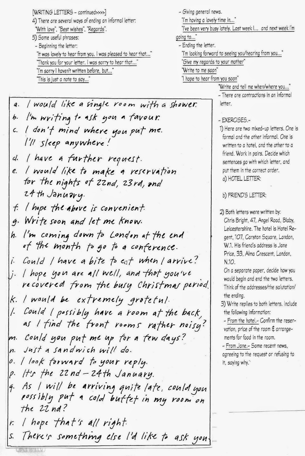 informal letter writing