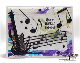Our Daily Bread Designs Stamp Set: Jesus Rocks, Custom Dies: Pierced Rectangles, Musical Notes, Musical Notes Background, Guitar, Sparkling Stars