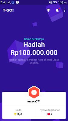 hadiah uang gratis 100 juta rupiah dari aplikasi T-GO Android