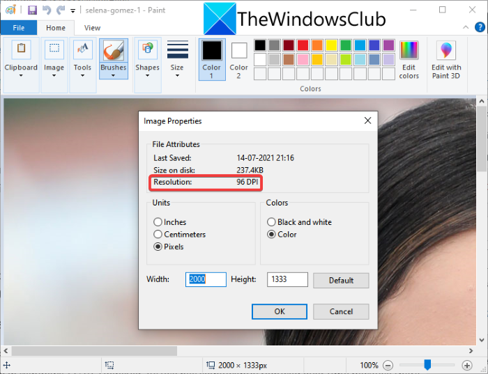 Vérifier et modifier l'image DPI dans Windows