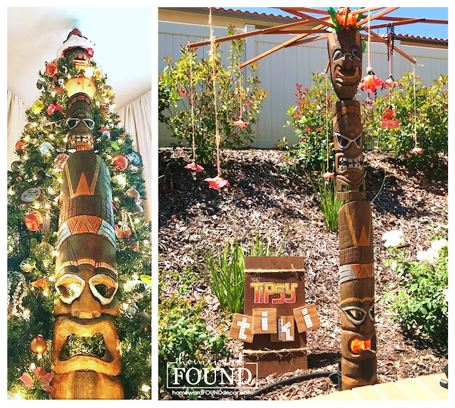 art, beach style, Christmas Decor Themes, Christmas tree, coastal style, color, Disneyland, DIY, diy decorating, garden art, junk makeover, makeover, re-purposing, summer, tiki style, weekend makeover, tiki culture, tropical backyard decor, tropical decor, restyled decor