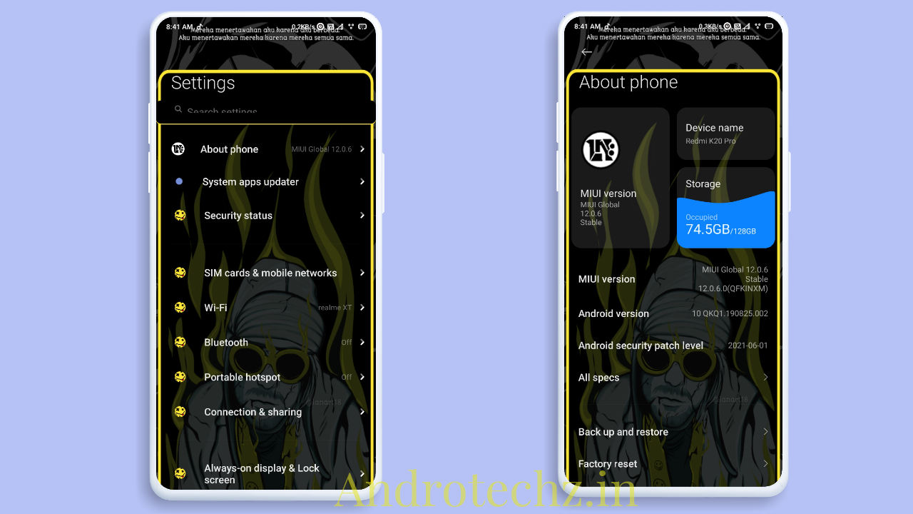 GRUNGE V12 Best Yellow Theme for MIUI 12 With Unique Interface MIUI