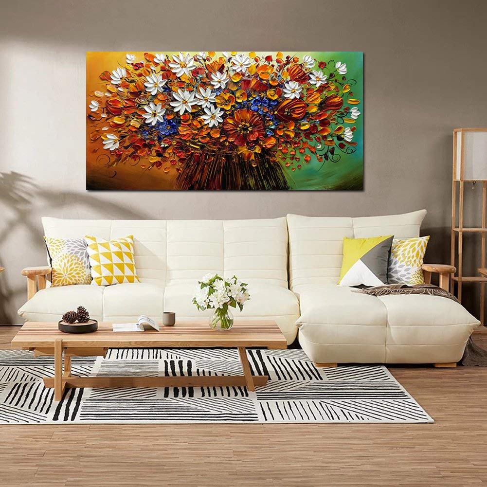 Gincleey Hand Painted Oil Paintings On Canvas, Modern Abstract Wall Art Oil Paintings for Living