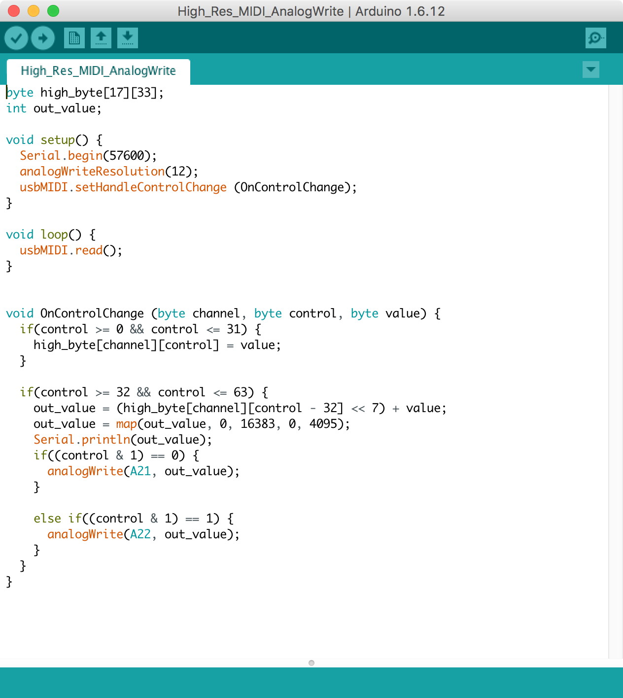 littlescale Receiving High Resolution MIDI Control Data using Teensy