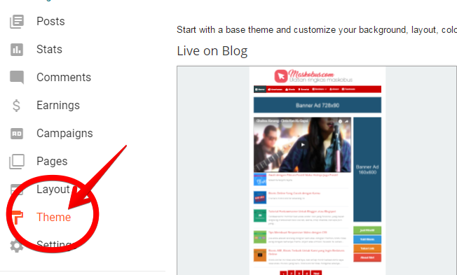 Menu theme atau template pada blogger Menu theme atau template pada blogger