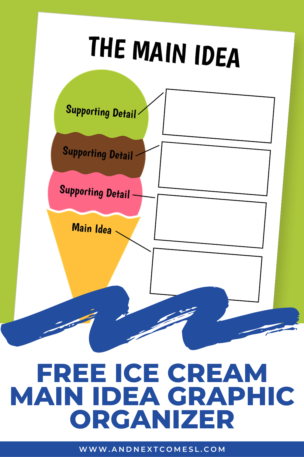 Free Ice Cream Cone Main Idea Graphic Organizer And Next Comes L