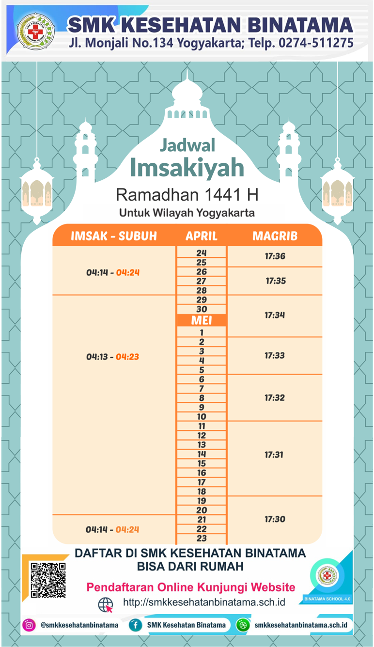 IMSAKIYAH - Selamat Menunaikan Ibadah Puasa Ramadhan 1441 H