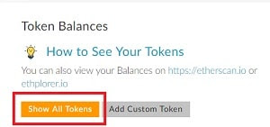 mostrar todas las monedas de Elixir Elix criptomonedas ELIXIR (ELIX) en monedero My Ether Wallet actualizado