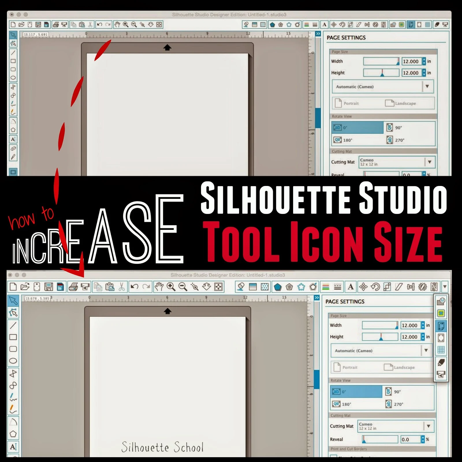 Silhouette Studio, increase tool icon size, Silhouette tutorial