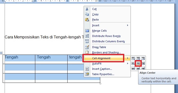 Cara Memposisikan Teks Di Tengah Tengah Tabel Ekotriyanto Com Cara Memposisikan Teks Di Tengah Tengah Tabel Ekotriyanto Com