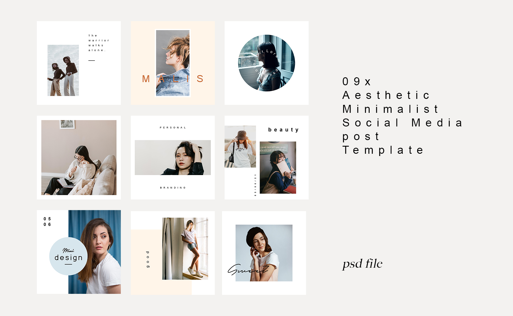 Free 9 Aesthetic Minimalist Social Media Post Template