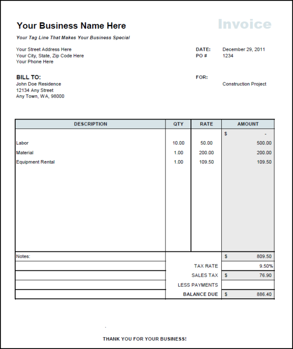 Example Of Independent Contractor Invoice