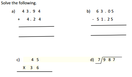 The City School: Grade 4 Mathematics Revision Worksheets