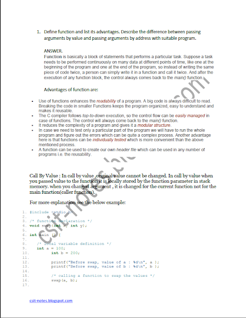 C- Programming Model Question Solution Bsc Csit 1st Semester ~ CSIT NOTES
