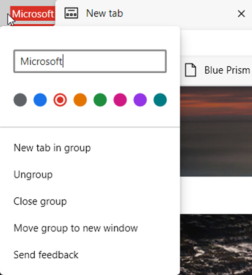 Habilitar grupos de pestañas en el navegador Microsoft Edge