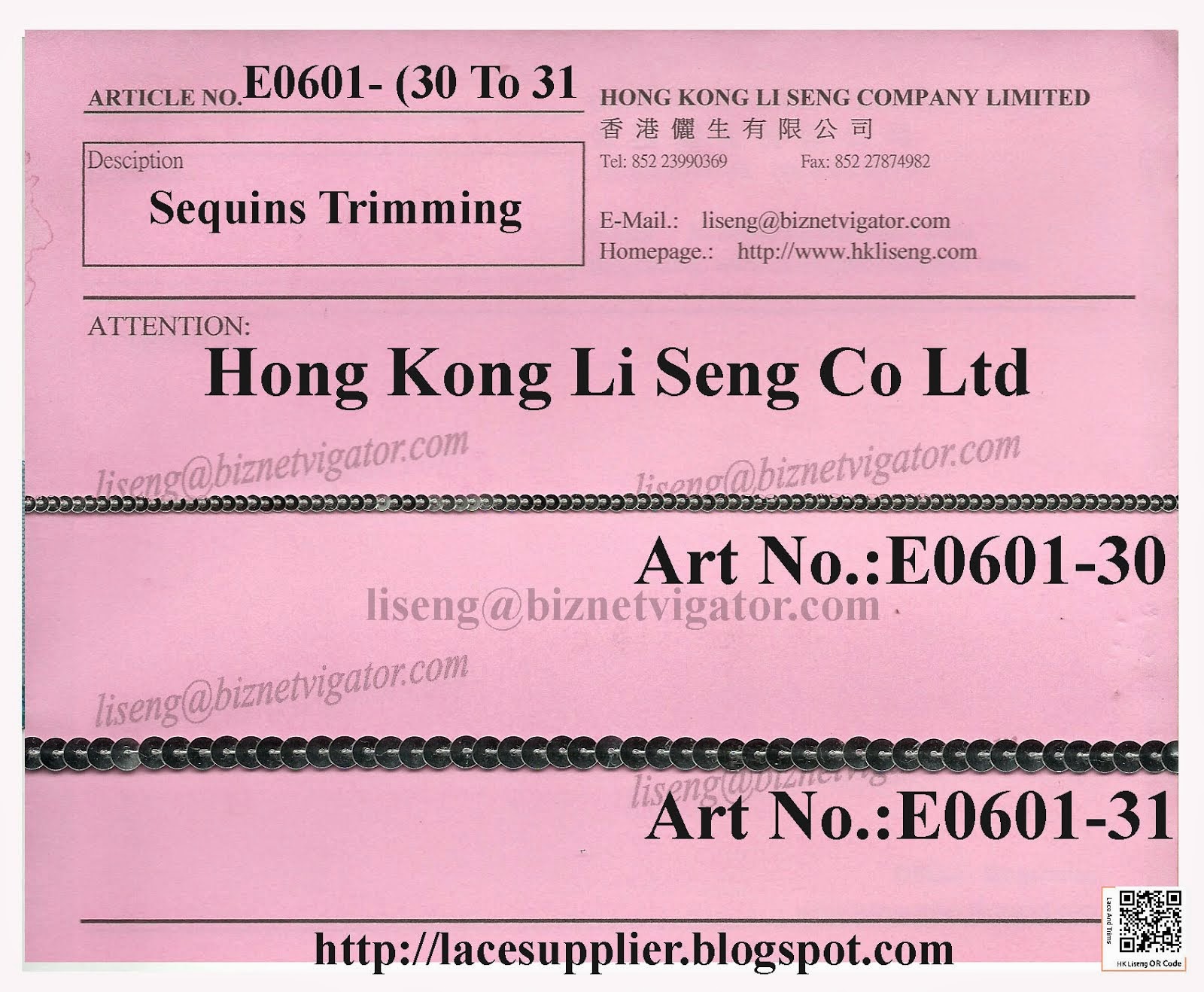 Sequins Trimming Manufacturer - Hong Kong Li Seng Co Ltd