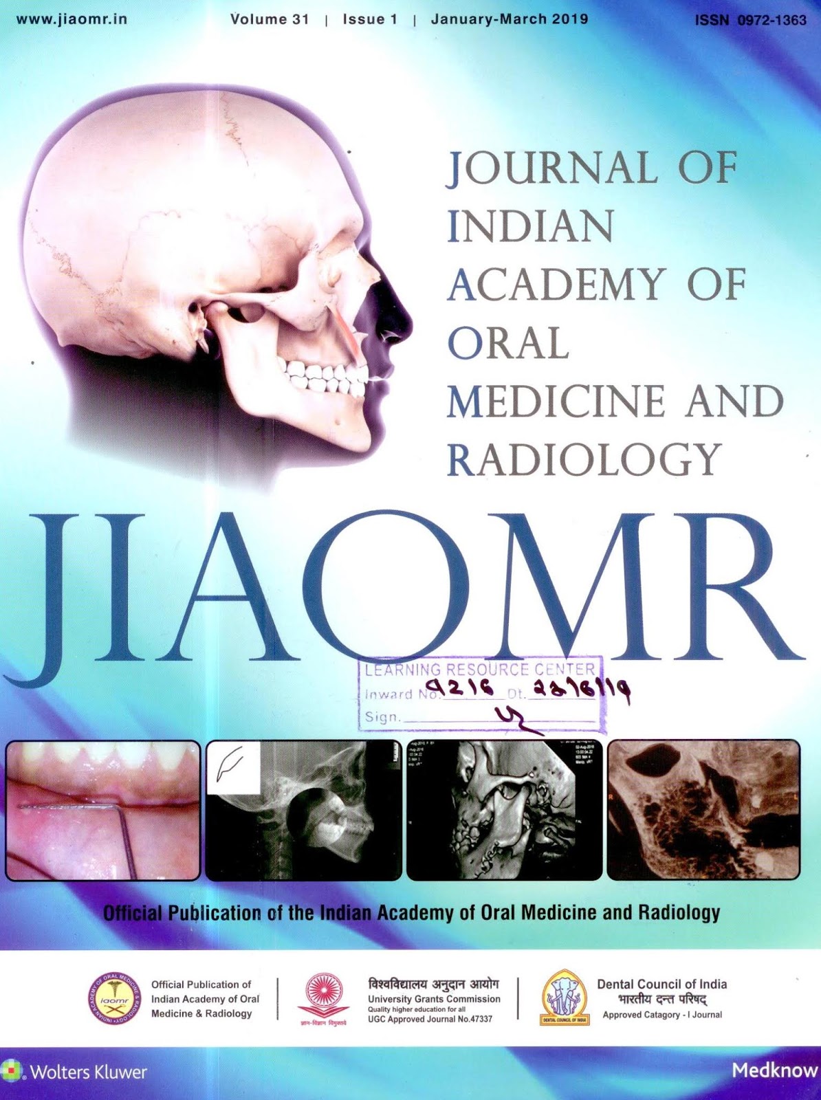 http://www.jiaomr.in/showBackIssue.asp?issn=0972-1363;year=2019;volume=31;issue=1;month=January-March