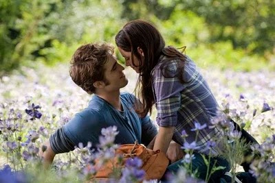 Bella and Edward lying amongst the flowers in Twilight Saga: Eclipse 2010 movieloversreviews.blogspot.com