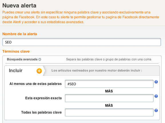 hashtag Facebook monitorizar Alerti