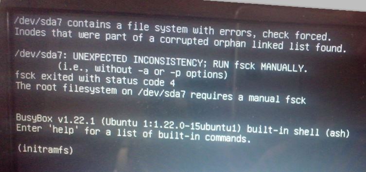 Mengatasi fsck Error Saat Boot Ubuntu ~ BelajarKu