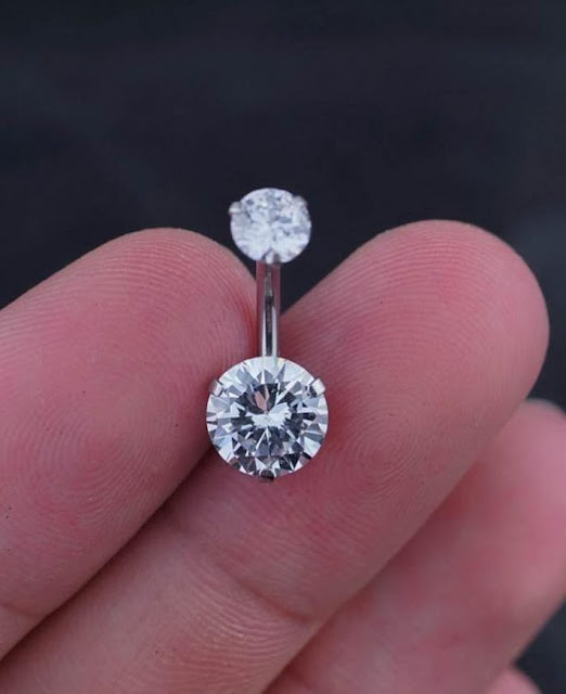 White Gold CZ Belly Button Ring White Gold CZ Belly Button Ring