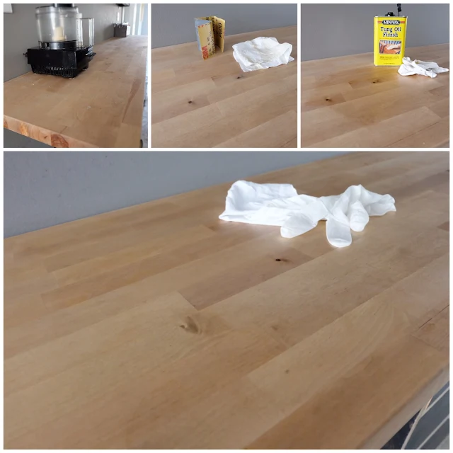 reapplying tung oil to butcher block counter top