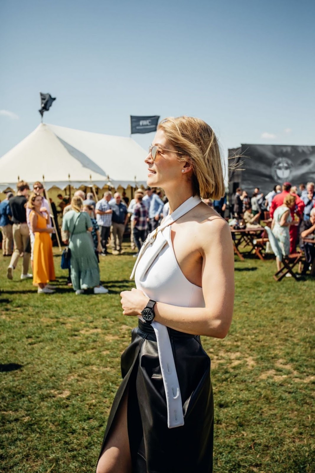 Rosamund Pike – Silver Spitfire at Goodwood Start Celebration in