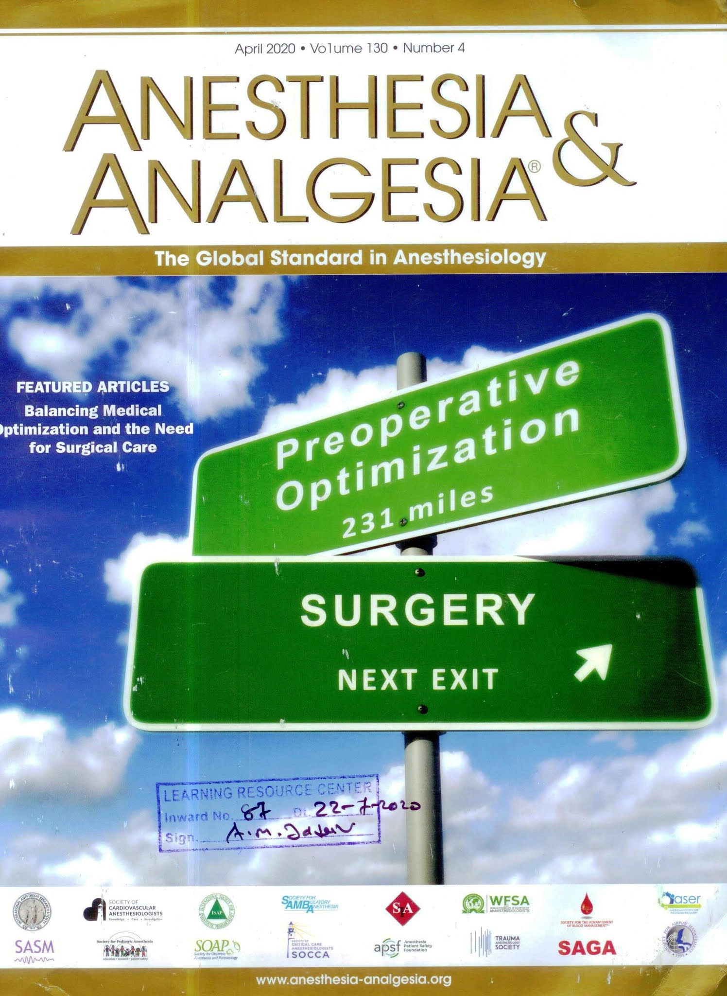Anesthesia and AnalgesIa V 130 I 04 LRC