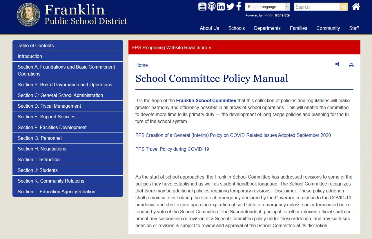 Franklin Matters Looking for something to read? How about the School