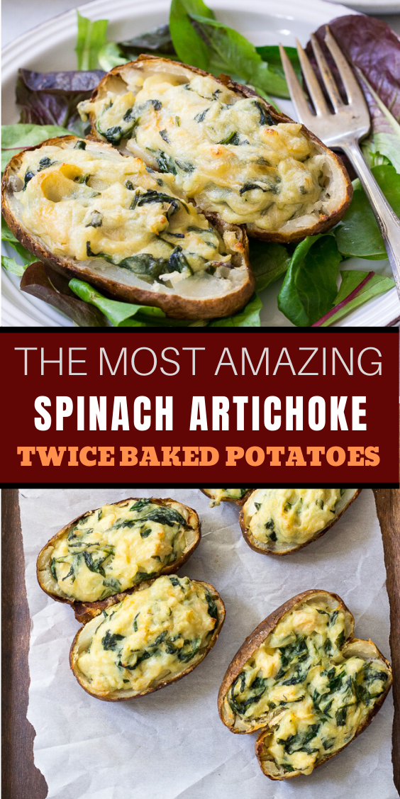 Spinach Artichoke Twice Baked Potatoes