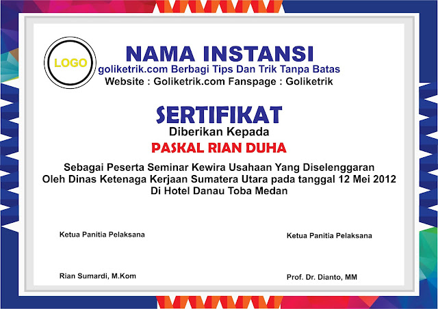 3 Contoh Desain Sertifikat Seminar Kewirausahaan Elegan