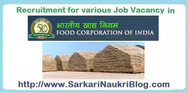 Food Corporation of India FCI Jobs Vacancy Recruitment