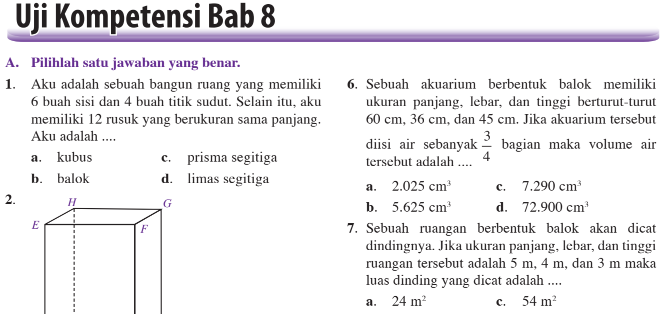 Soal Materi Bangun Ruang Sisi Datar