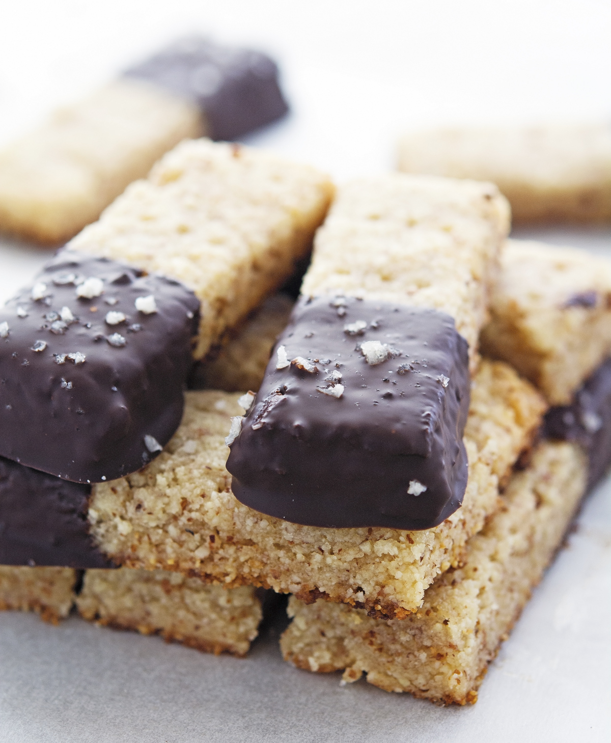 The Iron You: Chocolate Dipped Almond Shortbread Cookies with Sea Salt