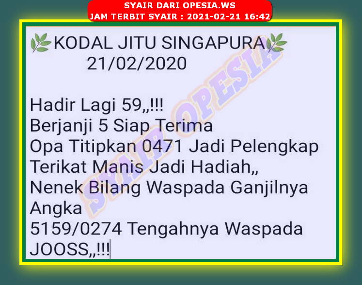 1 New Message Kode Syair Singapore 21 Februari 2021 Forum Syair Togel Hongkong Singapura Sydney