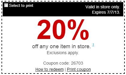 Staples 20% Off In-Store Printable Coupon
